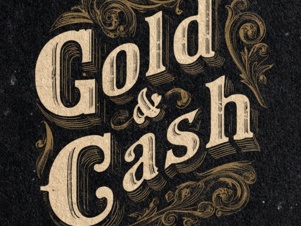 Gold & Cash lettering on a black background